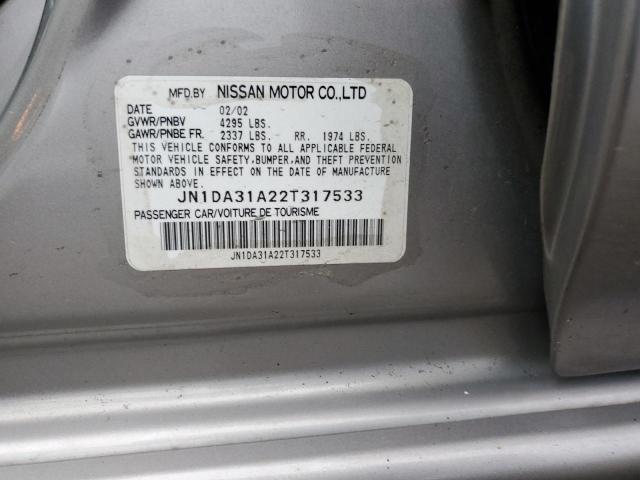 JN1DA31A22T317533 - 2002 NISSAN MAXIMA GLE SILVER photo 12