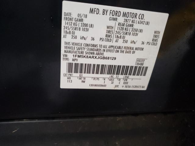 1FM5K8ARXJGB68129 - 2018 FORD EXPLORER POLICE INTERCEPTOR BLACK photo 12