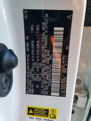 5TDJKRFH5GS343720 - 2016 TOYOTA HIGHLANDER XLE WHITE photo 13