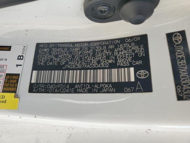 JTKDE3B7XA0304302 - 2010 TOYOTA SCION TC თეთრი ფოტო 12