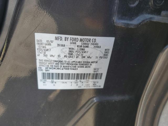 2FMDK36C27BB10423 - 2007 FORD EDGE SE GRAY photo 13