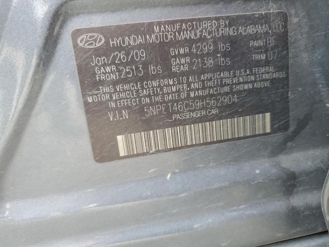 5NPET46C59H562904 - 2009 HYUNDAI SONATA GLS BLUE photo 12