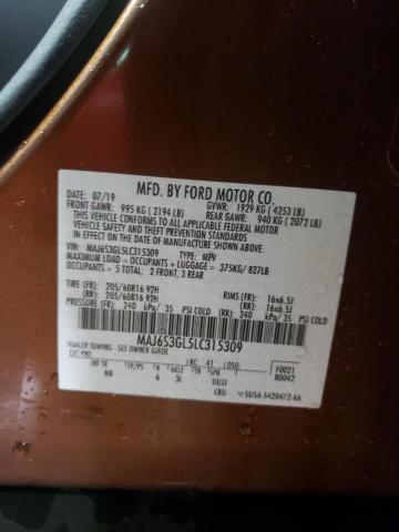 MAJ6S3GL5LC315309 - 2020 FORD ECOSPORT SE Թուխ լուսանկար 13