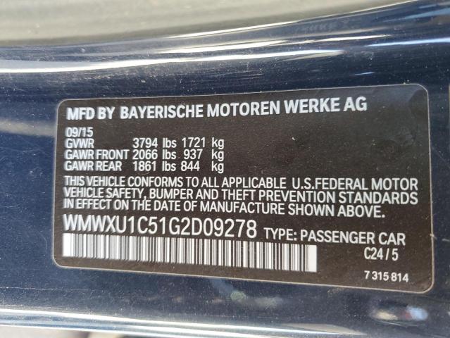 WMWXU1C51G2D09278 - 2016 MINI COOPER BLUE photo 12
