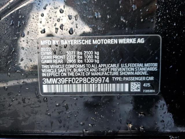 3MW39FF02P8C89974 - 2023 BMW 330E BLACK photo 12