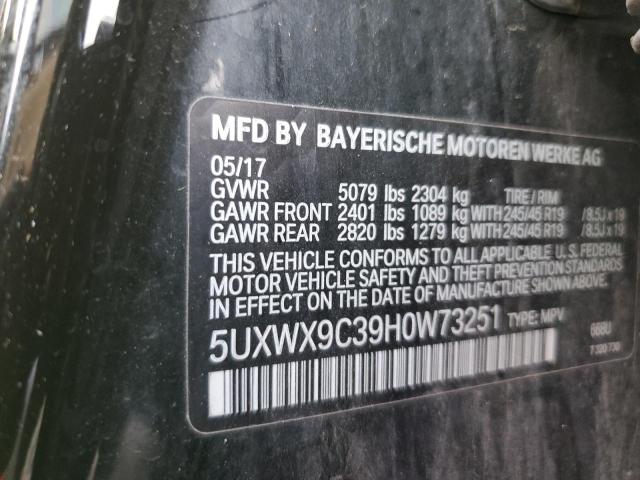 5UXWX9C39H0W73251 - 2017 BMW X3 XDRIVE28I BLACK photo 12