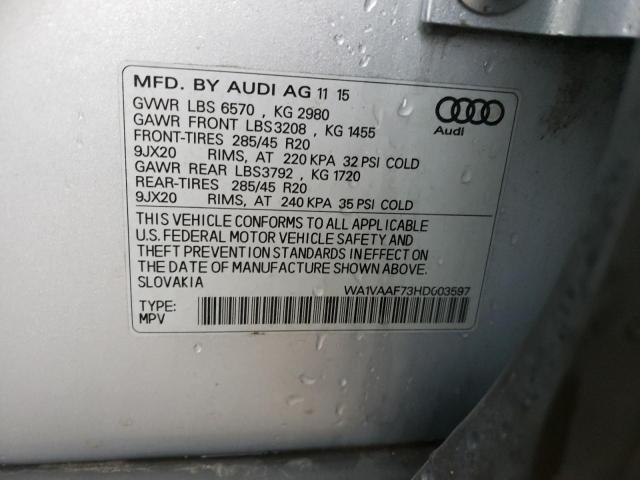 WA1VAAF73HD003597 - 2017 AUDI Q7 PRESTIGE SILVER photo 12