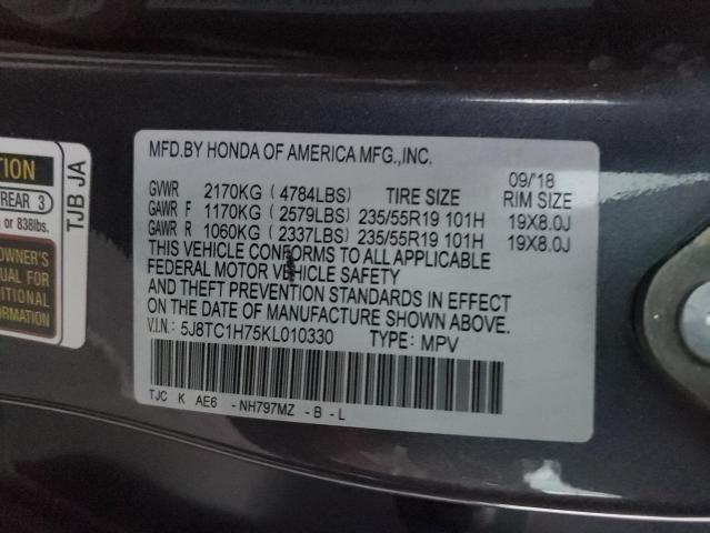 5J8TC1H75KL010330 - 2019 ACURA RDX ADVANCE GRAY photo 13