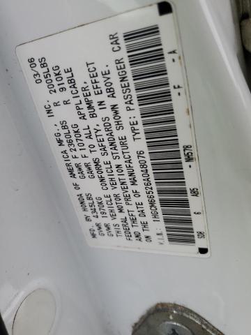 1HGCM66526A048076 - 2006 HONDA ACCORD EX WHITE photo 13