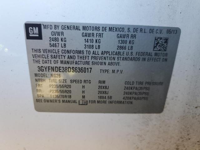 3GYFNDE38DS636017 - 2013 CADILLAC SRX PERFORMANCE COLLECTION Ақ фото 13