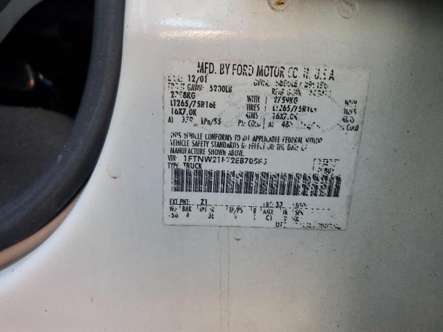 1FTNW21F72EB70588 - 2002 FORD F250 SUPER DUTY WHITE photo 12