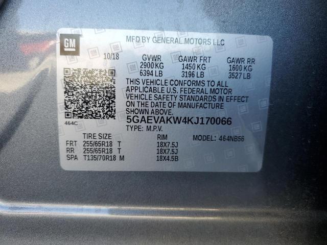 5GAEVAKW4KJ170066 - 2019 BUICK ENCLAVE ESSENCE Մոխրագույն լուսանկար 12