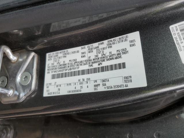 1FMCU0G73FUB75117 - 2015 FORD ESCAPE SE CHARCOAL photo 12