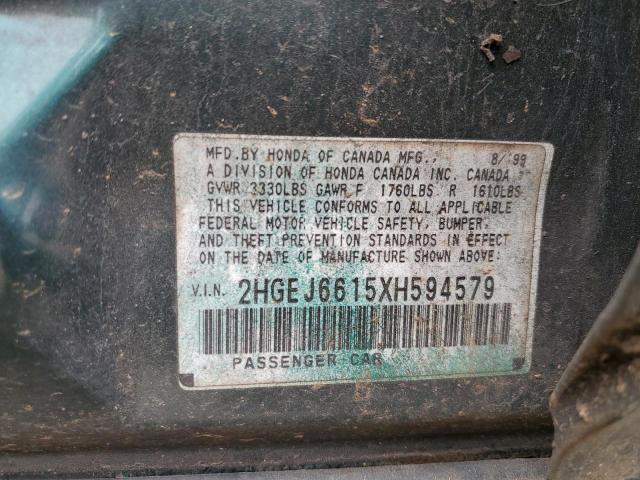 2HGEJ6615XH594579 - 1999 HONDA CIVIC BASE GREEN photo 13