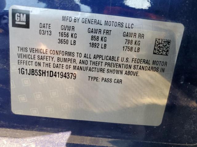 1G1JB5SH1D4194379 - 2013 CHEVROLET SONIC LS 蓝色 照片 12