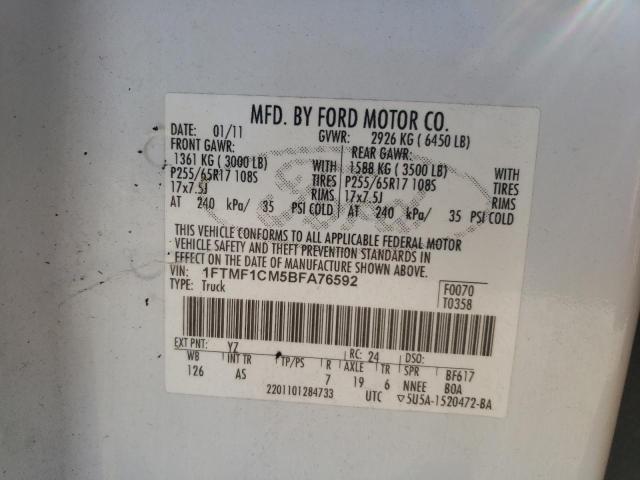 1FTMF1CM5BFA76592 - 2011 FORD F150 Ağ foto 12