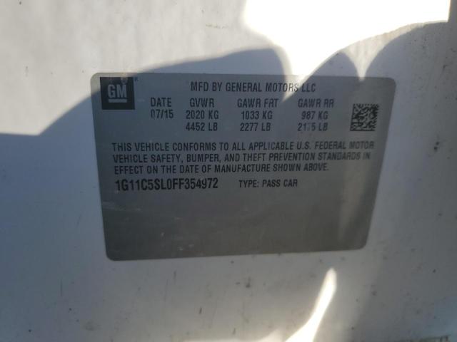 1G11C5SL0FF354972 - 2015 CHEVROLET MALIBU 1LT Ақ фото 12