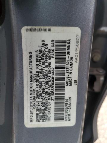 2T1KR32E03C014662 - 2003 TOYOTA COROLLA MA XR BLUE photo 12