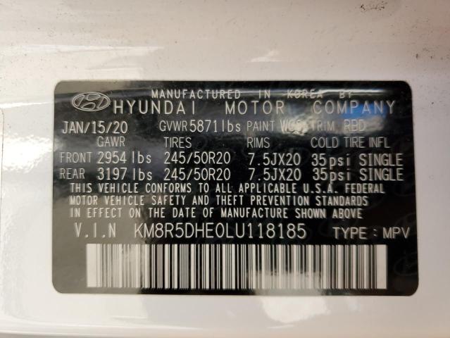 KM8R5DHE0LU118185 - 2020 HYUNDAI PALISADE LIMITED WHITE photo 13