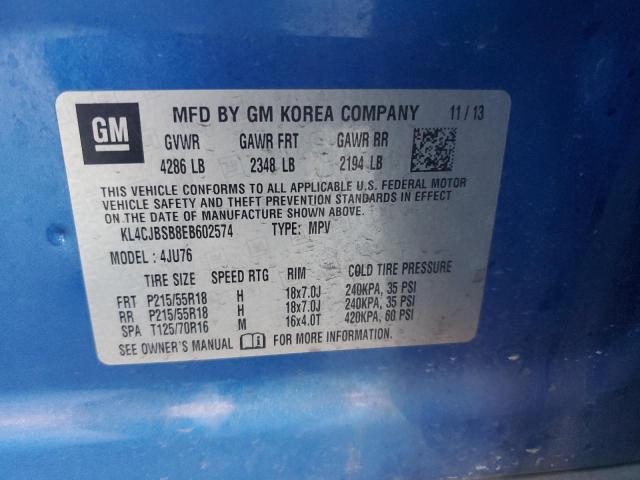 KL4CJBSB8EB602574 - 2014 BUICK ENCORE CONVENIENCE 蓝色 照片 12