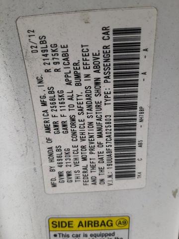 19UUA8F57CA025803 - 2012 ACURA TL WHITE photo 12