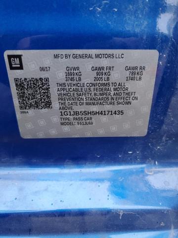 1G1JB5SH5H4171435 - 2017 CHEVROLET SONIC LS 蓝色 照片 12