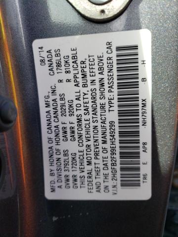 2HGFB2F99EH549299 - 2014 HONDA CIVIC EXL GRAY photo 12