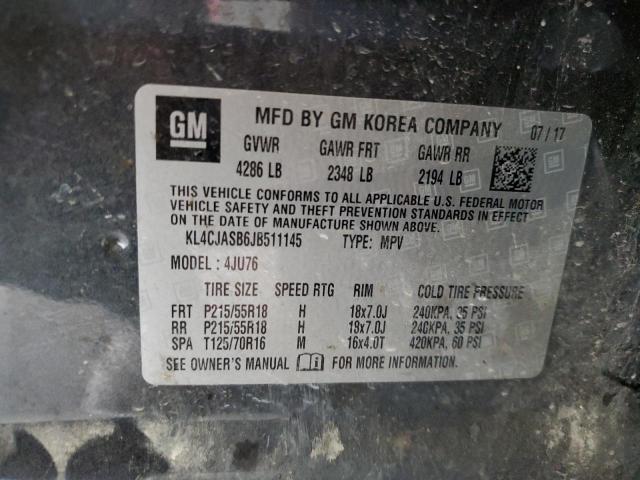 KL4CJASB6JB511145 - 2018 BUICK ENCORE PREFERRED CHARCOAL photo 13