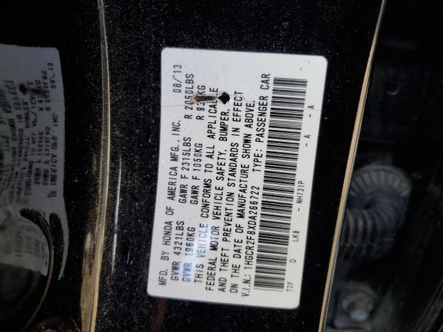 1HGCR2F8XDA266722 - 2013 HONDA ACCORD EXL BLACK photo 12