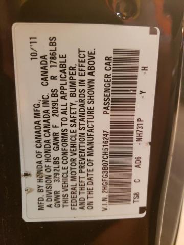 2HGFG3B07CH516247 - 2012 HONDA CIVIC EXL Qara foto 13