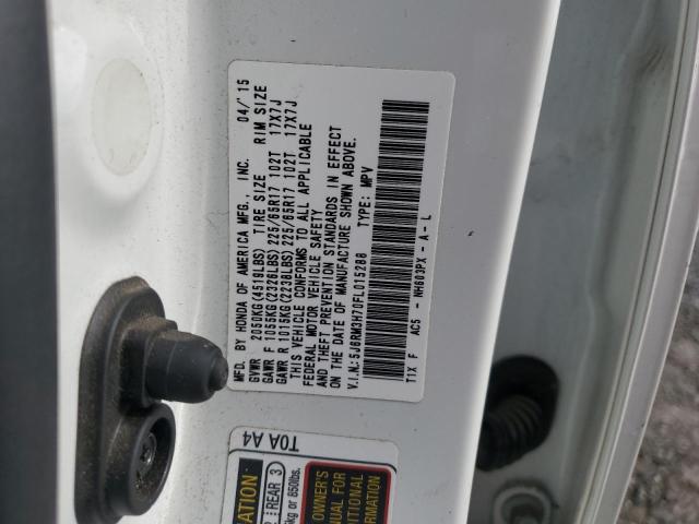 5J6RM3H70FL015288 - 2015 HONDA CR-V EXL WHITE photo 12