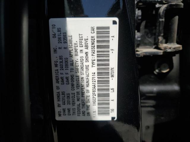 1HGCP2F83AA127114 - 2010 HONDA ACCORD EXL BLACK photo 12