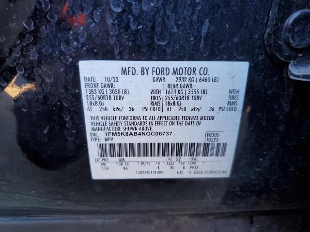 1FM5K8AB4NGC06737 - 2022 FORD EXPLORER POLICE INTERCEPTOR 双色 照片 12