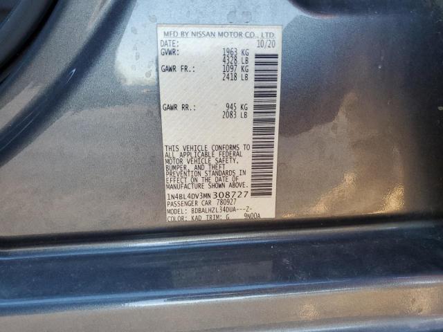 1N4BL4DV3MN308727 - 2021 NISSAN ALTIMA SV GRAY photo 12