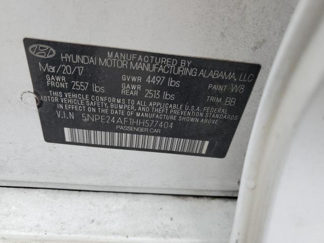 5NPE24AF1HH577404 - 2017 HYUNDAI SONATA SE WHITE photo 12