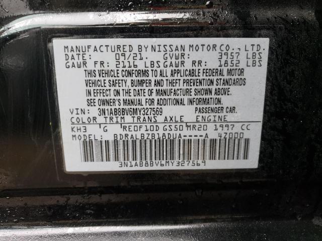 3N1AB8BV6MY327569 - 2021 NISSAN SENTRA S BLACK photo 12