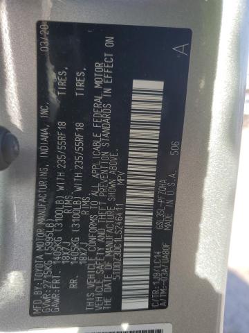 5TDDZ3DC1LS246411 - 2020 TOYOTA SIENNA XLE GRAY photo 14