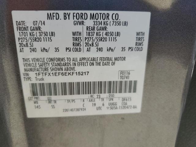 1FTFX1EF6EKF15217 - 2014 FORD F150 SUPER CAB SILVER photo 13