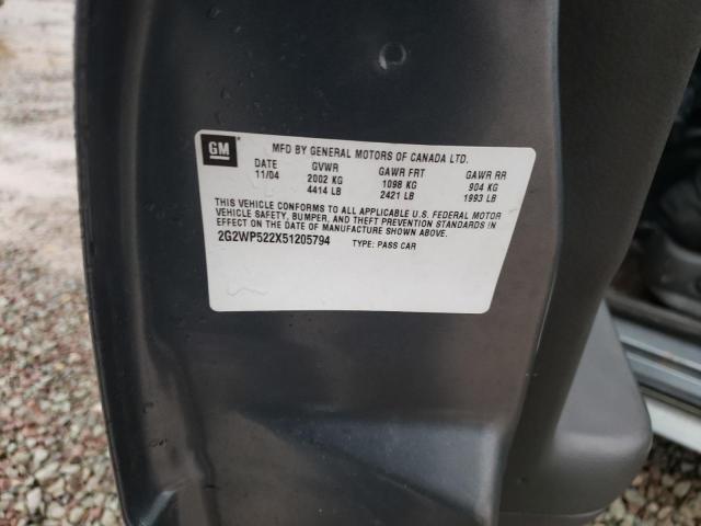 2G2WP522X51205794 - 2005 PONTIAC GRAND PRIX 石墨色 照片 12