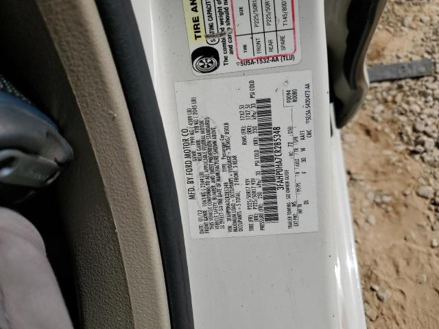 3FAHP0HA7CR285348 - 2012 FORD FUSION SE WHITE photo 12