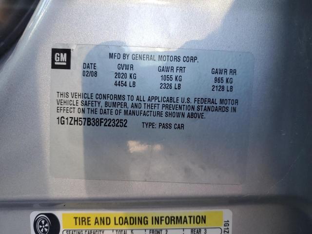 1G1ZH57B38F223252 - 2008 CHEVROLET MALIBU 1LT Srebrny zdjęcie 12