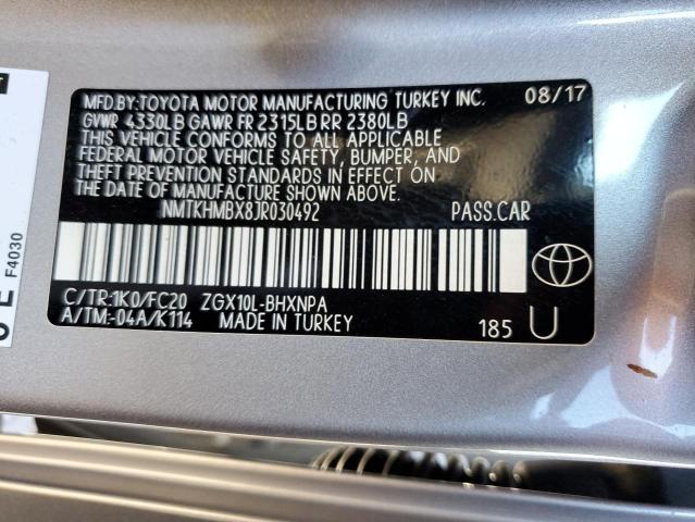 NMTKHMBX8JR030492 - 2018 TOYOTA C-HR XLE SILVER photo 13