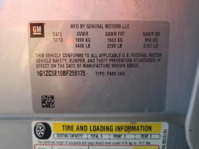 1G1ZC5E10BF256175 - 2011 CHEVROLET MALIBU 1LT SILVER photo 12