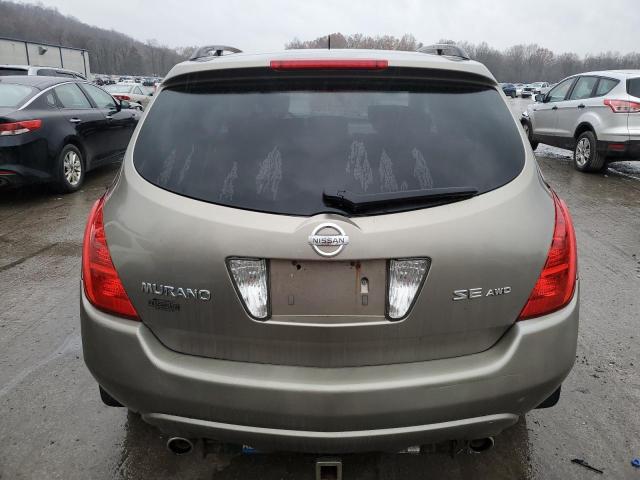 JN8AZ08W24W314808 - 2004 NISSAN MURANO SL SILVER photo 6