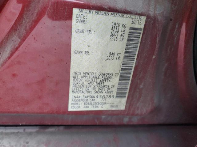 1N4AL3AP5DN456289 - 2013 NISSAN ALTIMA 2.5 RED photo 12