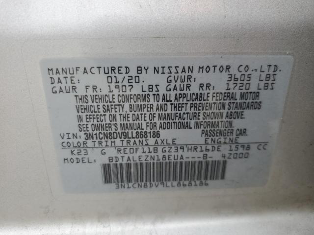 3N1CN8DV9LL868186 - 2020 NISSAN VERSA S SILVER photo 13