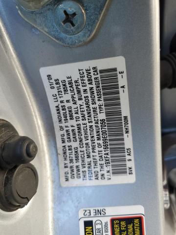 19XFA16699E007056 - 2009 HONDA CIVIC LX-S 银色 照片 12
