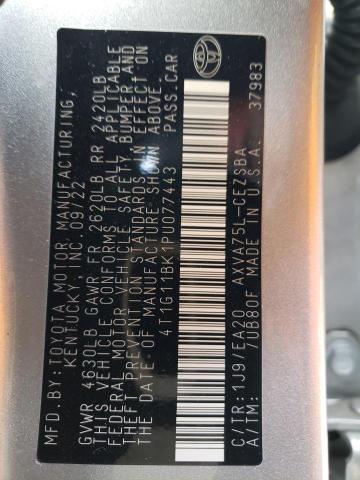 4T1G11BK1PU077443 - 2023 TOYOTA CAMRY SE NIGHT SHADE SILVER photo 12