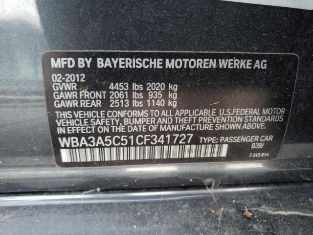 WBA3A5C51CF341727 - 2012 BMW 328 I GRAY photo 12