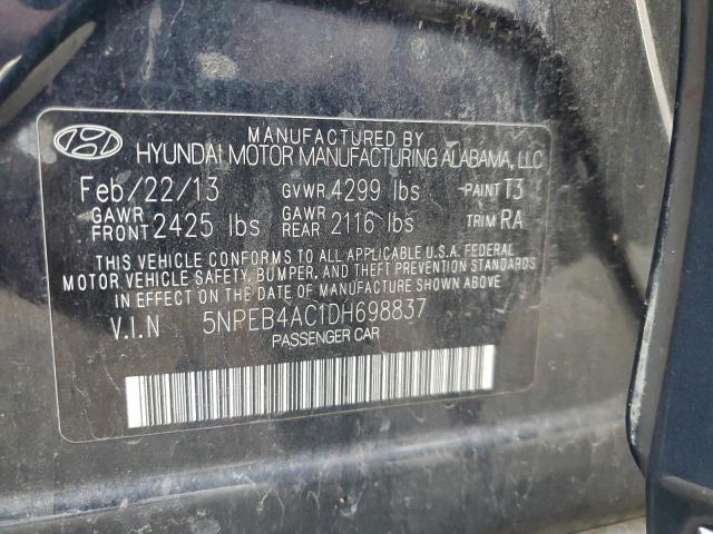 5NPEB4AC1DH698837 - 2013 HYUNDAI SONATA GLS BLACK photo 13